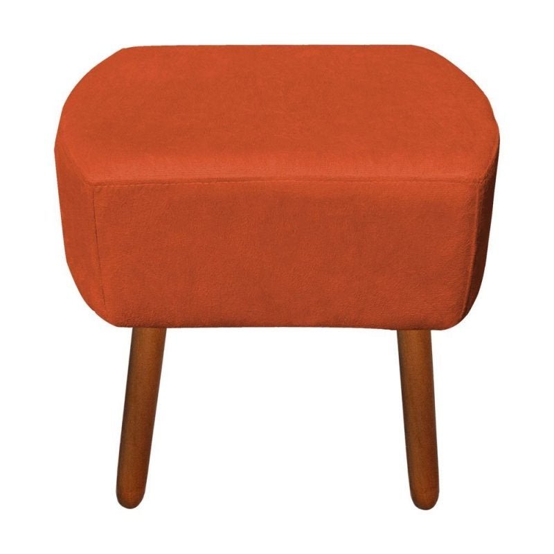 Puff Decorativo Curvo Agatha Suede Laranja - 2