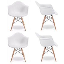 Kit 4 Cadeiras Melbourne Eiffel Charles Eames Base Madeira - Branca - Factus - 1