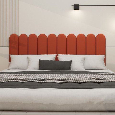 Cabeceira Nuvem Estofada King Size 10 Placas em Suede 45cm:terracota