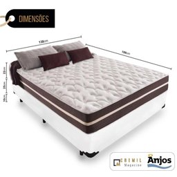 Cama Box Casal + Colchão De Molas - Anjos - Classic Superlastic 138cm Branco - 2