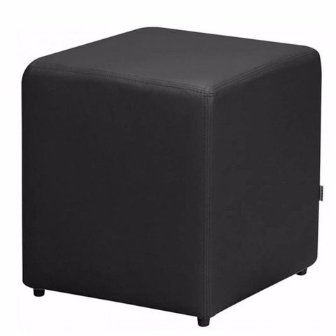 Puff Quadrado Corino Preto - Nay Estofados