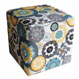 Kit 2 Puffs Quadrado Suede Floral Mandala - Nay Estofados - 2 Kit 2 Puffs Quadrado Suede Floral Mandala - Nay Estofados - 2