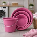Ver imagem 1 de Kit 3 Bacias e Balde Lavanderia Rosa 4 em 1 Grande Multiuso Lava Roupa Banheiro Casa Multiuso Reforc