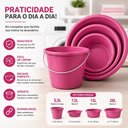Ver imagem 5 de Kit 3 Bacias e Balde Lavanderia Rosa 4 em 1 Grande Multiuso Lava Roupa Banheiro Casa Multiuso Reforc