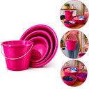 Ver imagem 7 de Kit 3 Bacias e Balde Lavanderia Rosa 4 em 1 Grande Multiuso Lava Roupa Banheiro Casa Multiuso Reforc