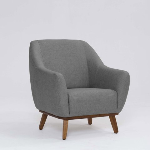 Poltrona Decorativa Pauline D07 Base Madeira Linho Mescla Cinza - D’Rossi