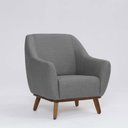 Ver imagem 1 de Poltrona Decorativa Pauline D07 Base Madeira Linho Mescla Cinza - D’Rossi