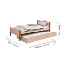 Ver imagem 2 de Cama Solteiro com Auxiliar Simba Rosa Acetinado com Pés Madeira – Reller