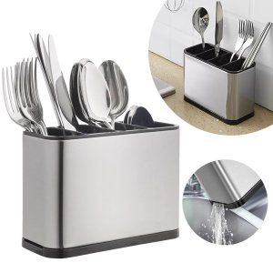 Porta Talher Escorredor Inox com 4 Divisórias para Pia