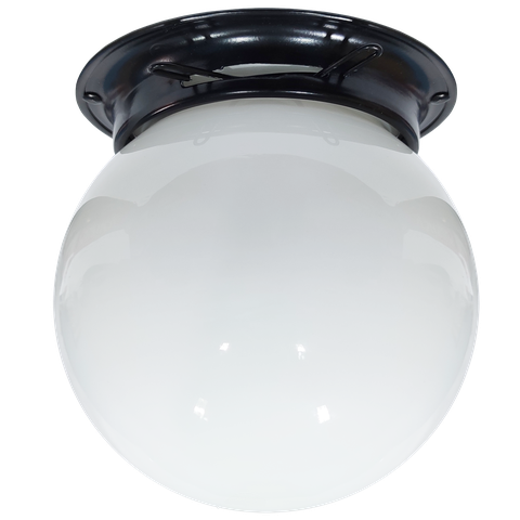 Plafon Colonial Aluminio Preto Globo Leitoso 10x15 Retrô