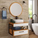 Ver imagem 1 de Conjunto para Banheiro Olympo Naturalle e Branco com Design Moderno e Organização Funcional