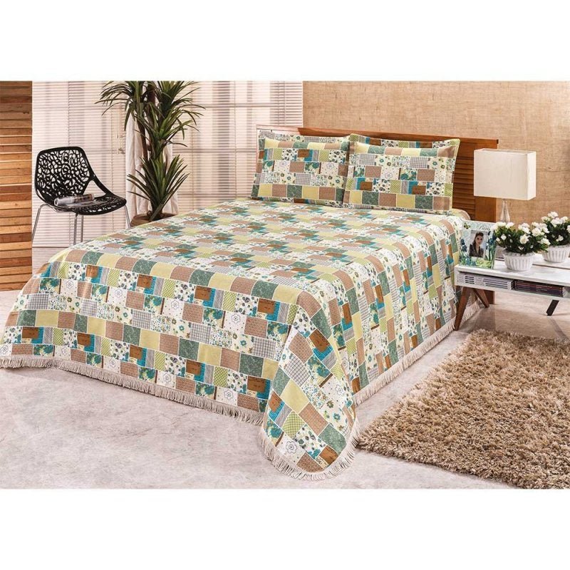 Kit Cobre Leito Solteiro 02 Peças La Bella Patchwork Verde - Bia ...