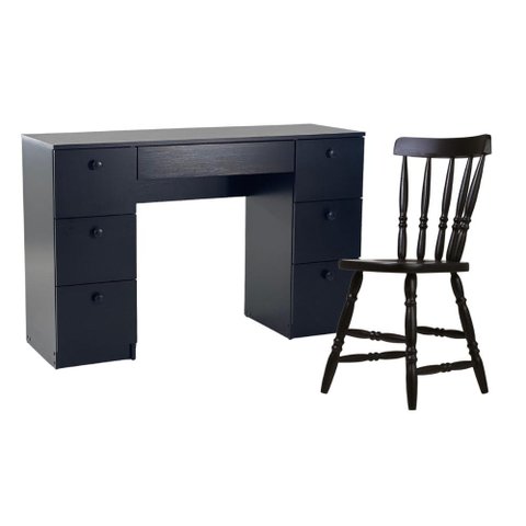 Mesa de Escritório Ditália 7 Gavetas com Cadeira Pe-100 Cor:preto