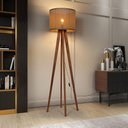 Ver imagem 2 de Luminária de Chão Madri com Pés de Madeira e Tela Indiana Teca Marrom 158cm