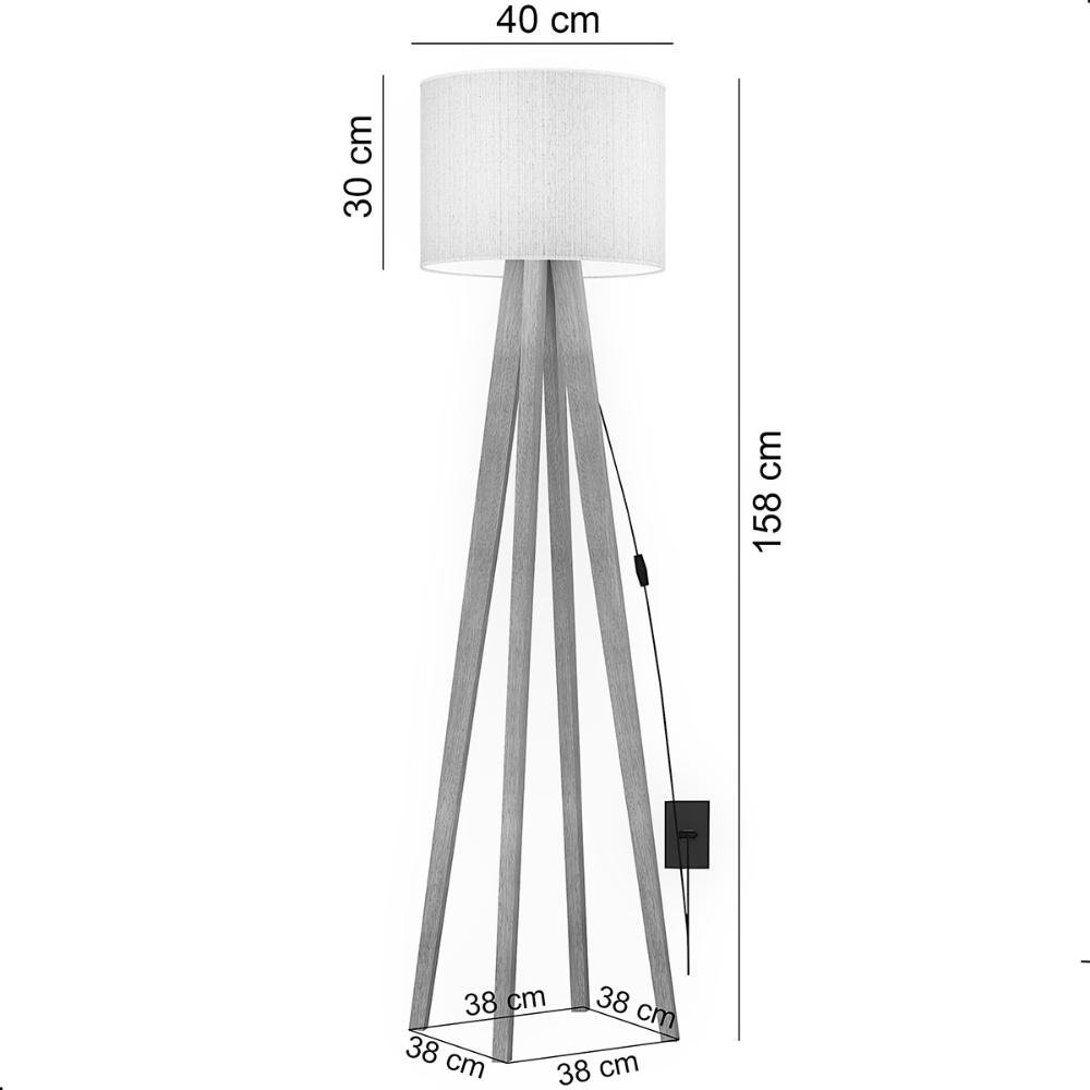 Luminária de Chão Madri com Pés de Madeira e Tela Indiana Teca Marrom 158cm - 5