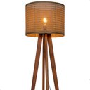 Ver imagem 3 de Luminária de Chão Madri com Pés de Madeira e Tela Indiana Teca Marrom 158cm