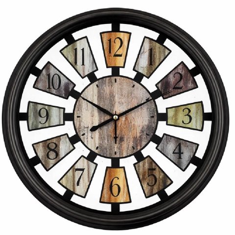 Relogio de Parede Gigante Estilo Madeira Industrial 40cm Retro Vintage Rustico Luxo Decorativo Redon