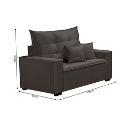 Sofá 2 Lugares 1,50m Hamburgo com 2 Almofadas Veludo Marrom - 2