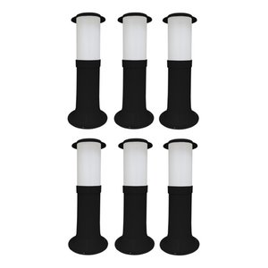 Poste Balizador Luminária Casa Sítio Jardim 35cm Preto Kit 6
