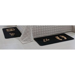 Kit Tapete Quarto Pegada 02 Peças Preto - Guga Tapetes - 2 Kit Tapete Quarto Pegada 02 Peças Preto - Guga Tapetes - 2