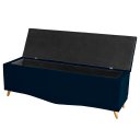 Ver imagem 2 de Recamier Calçadeira Baú Helena Queen 160 Cm Botão Encapados Pés Palito Suede Azul Marinho Eli Móveis
