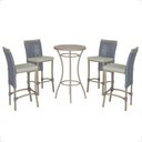 Ver imagem 1 de Mesa Bistrô com 4 Banquetas Roma Fendi Corda Náutica 3 Trama Prata