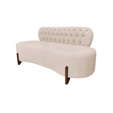 Sofá 3 Lugares Orgânico Curvo Tókio 180cm Suede Marfim