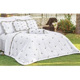 Kit Cobre Leito King Mondrean Percal 200 Fios 3 Peças Branco - Vilela Enxovais - 1