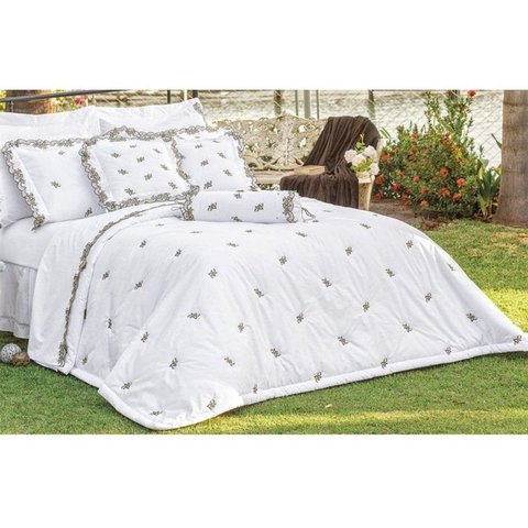 Kit Cobre Leito King Mondrean Percal 200 Fios 3 Peças Branco - Vilela Enxovais