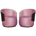 Ver imagem 2 de Kit 2 Poltronas Organica Beatriz Veludo Rosa Chiclete C/ Composê Corano Marrom - Lm Decor