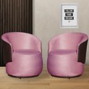 Ver imagem 1 de Kit 2 Poltronas Organica Beatriz Veludo Rosa Chiclete C/ Composê Corano Marrom - Lm Decor