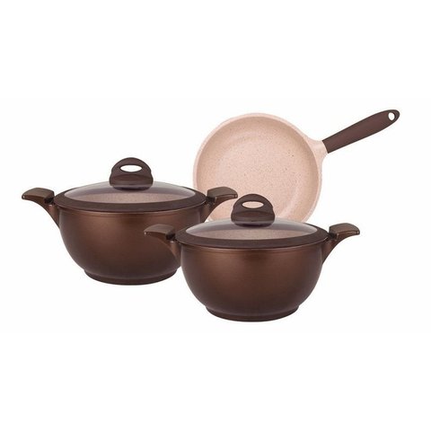 Conjunto de Panelas com Revestimento Cerâmico Tognana 3 Peças Antiaderente MTA