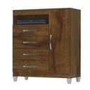 Ver imagem 4 de Guarda Roupa Solteiro Módena 4 Portas e Cômoda Sapateira Cannes Malbec - Incorplac