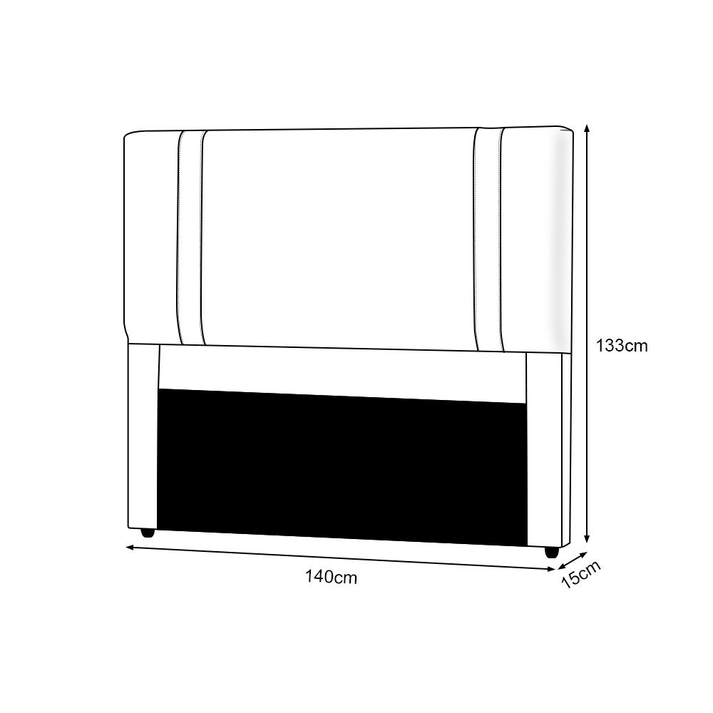 Cabeceira Casal Estofada Box Alça em Couro Zeus 140cm Veludo Cinza - 4