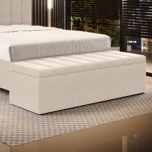 Calçadeira Baú Navi 140 para Cama de Casal Z-003 Sued Bege Aradecor