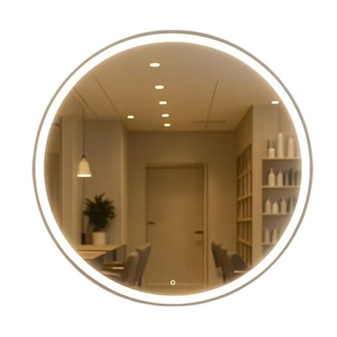 Espelho Redondo Jateado com Led Branco 60x60 Lapidado Touch