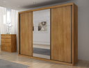 Ver imagem 1 de Guarda Roupa Casal com Espelho 100% MDF 3 Portas de Correr 6 Gavetas 241cm Paradizzo Cinamomo - Novo Horizonte