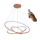 Ver imagem 1 de Lustre Led 3 Anéis Moderno 113w 80cm Rose C/ Controle