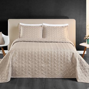 Cobre Leito King Florency Micropercal 200 fios 3 pçs Cáqui