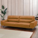 Ver imagem 1 de Sofá Decorativo Ashton 3 Lugares Sala de Estar 256cm Pés em Aço Couro Caramelo G88 - Gran Belo