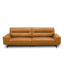 Ver imagem 2 de Sofá Decorativo Ashton 3 Lugares Sala de Estar 256cm Pés em Aço Couro Caramelo G88 - Gran Belo