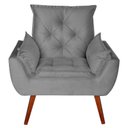 Ver imagem 1 de Poltrona Decorativa Opala Suede Cinza - Kasa Sofá