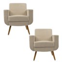 Ver imagem 1 de Kit 2 Poltronas Decorativas Cristal Suede Bege - Kasa Sofá