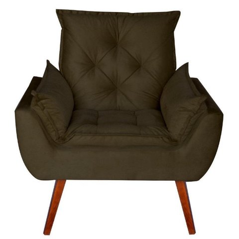 Poltrona Decorativa Opala Suede Marrom - Kasa Sofá