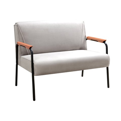 Namoradeira Decorativa Jade Braços Fixo - Suede Bege