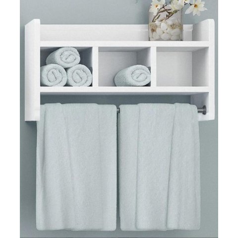 Nicho Porta Toalha Toalheiro Mdf Organizador para Banheiro Cor:branco
