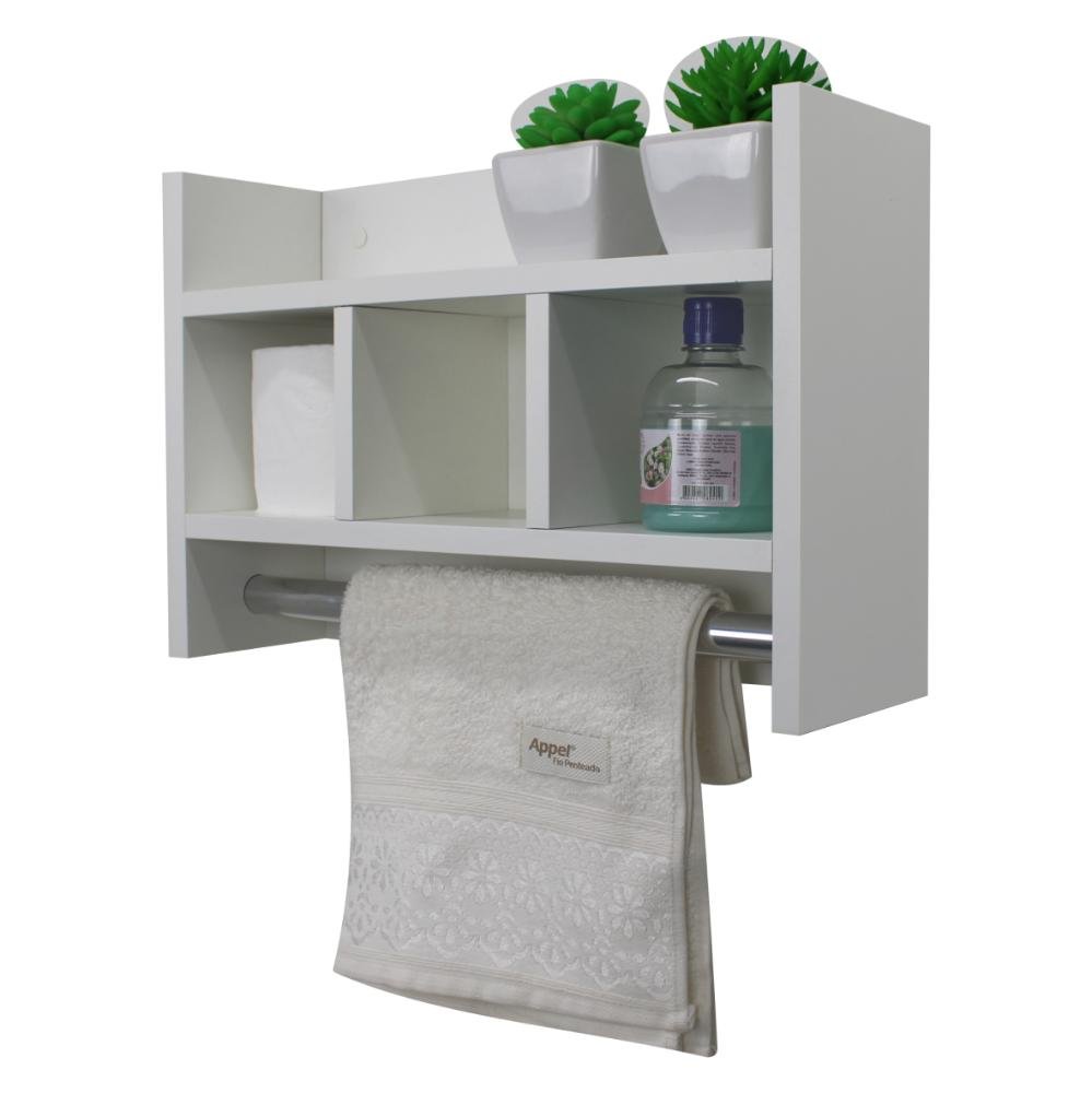 Nicho Porta Toalha Toalheiro Mdf Organizador para Banheiro Cor:branco - 4