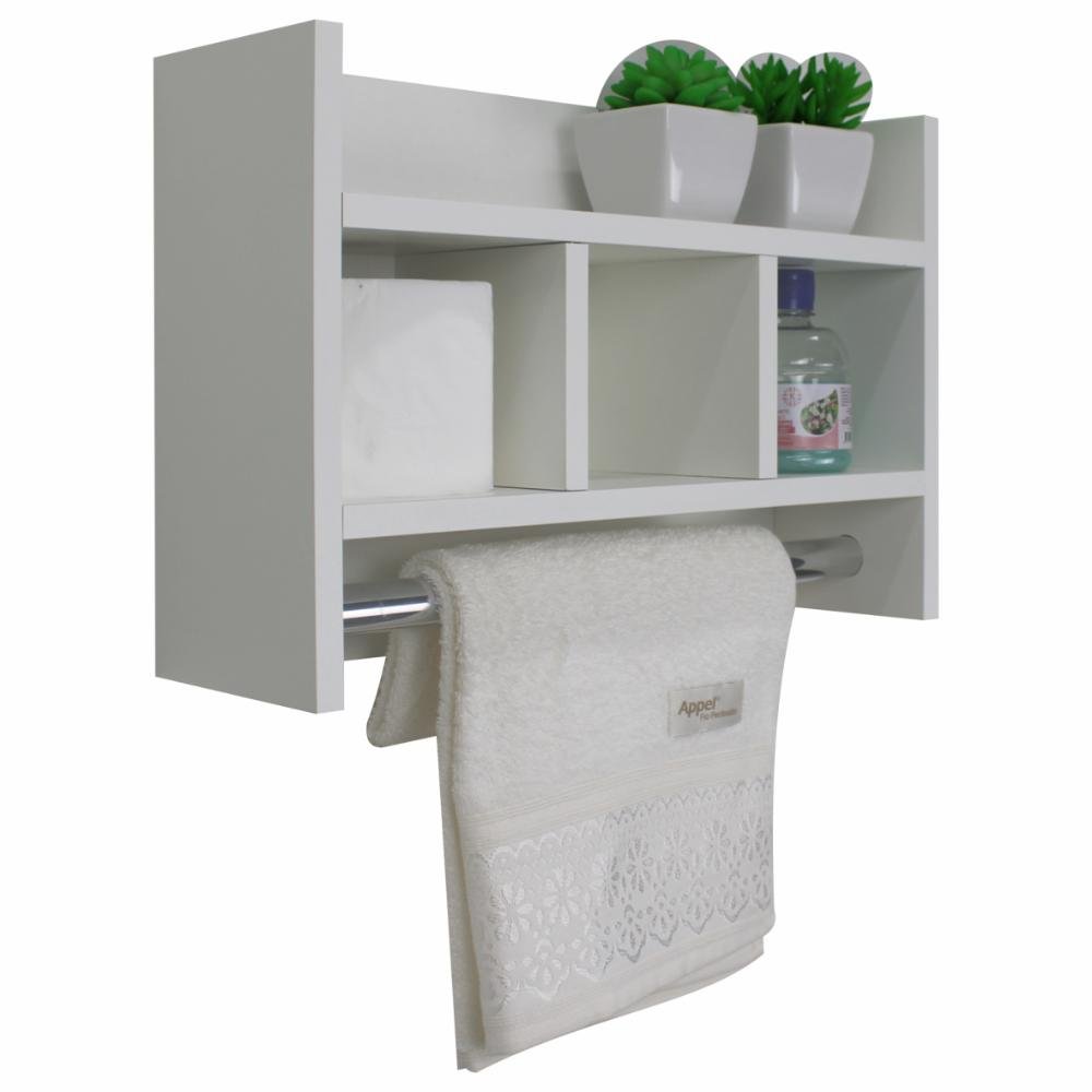 Nicho Porta Toalha Toalheiro Mdf Organizador para Banheiro Cor:branco - 2