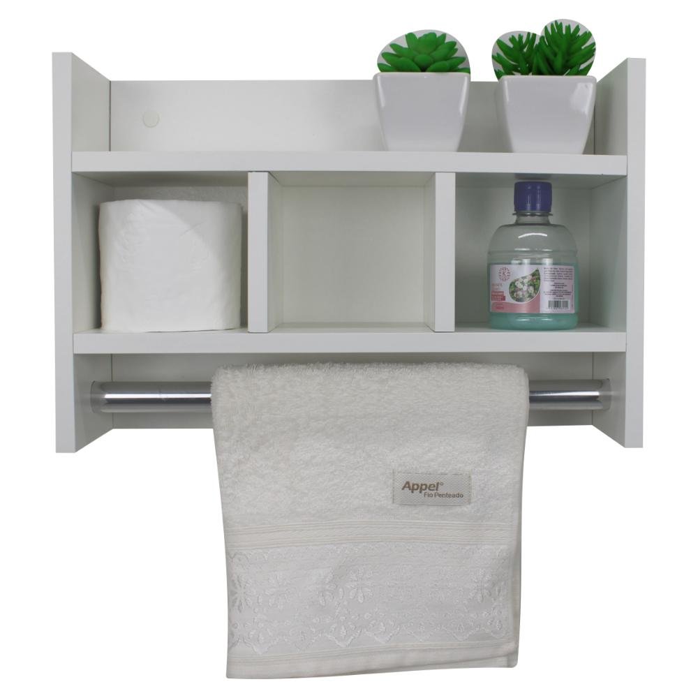 Nicho Porta Toalha Toalheiro Mdf Organizador para Banheiro Cor:branco - 3