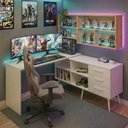 Ver imagem 2 de Mesa Gamer em L para Computador com 3 Gavetas Nexus Multimóveis Mp6048 Branco
